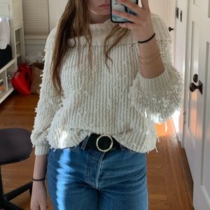 Warm white fuzzy sweater